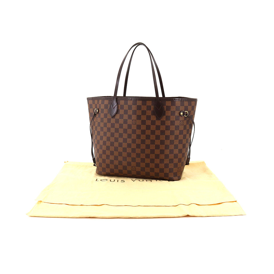 Louis Vuitton Damier Neverfull MM Tote Bag Ebene Brown