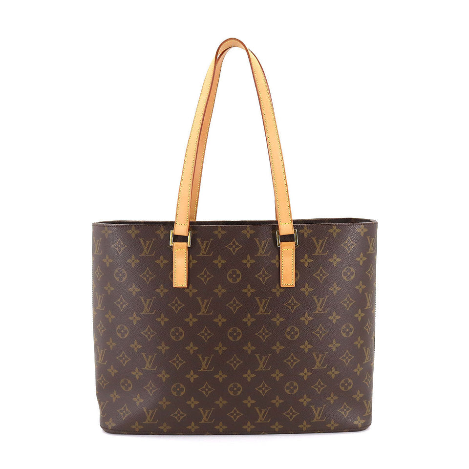 Louis Vuitton Monogram Luco Tote Bag Brown Gold Metal