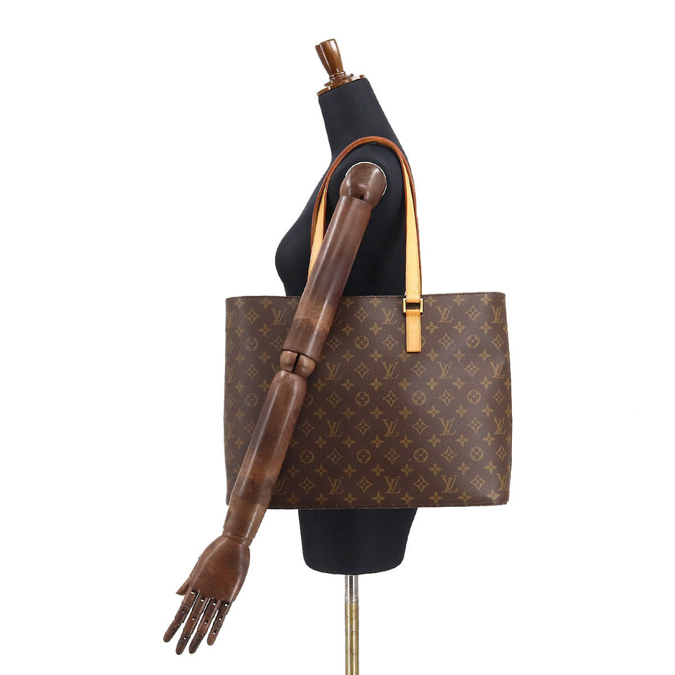 Louis Vuitton Monogram Luco Tote Bag Brown Gold Metal
