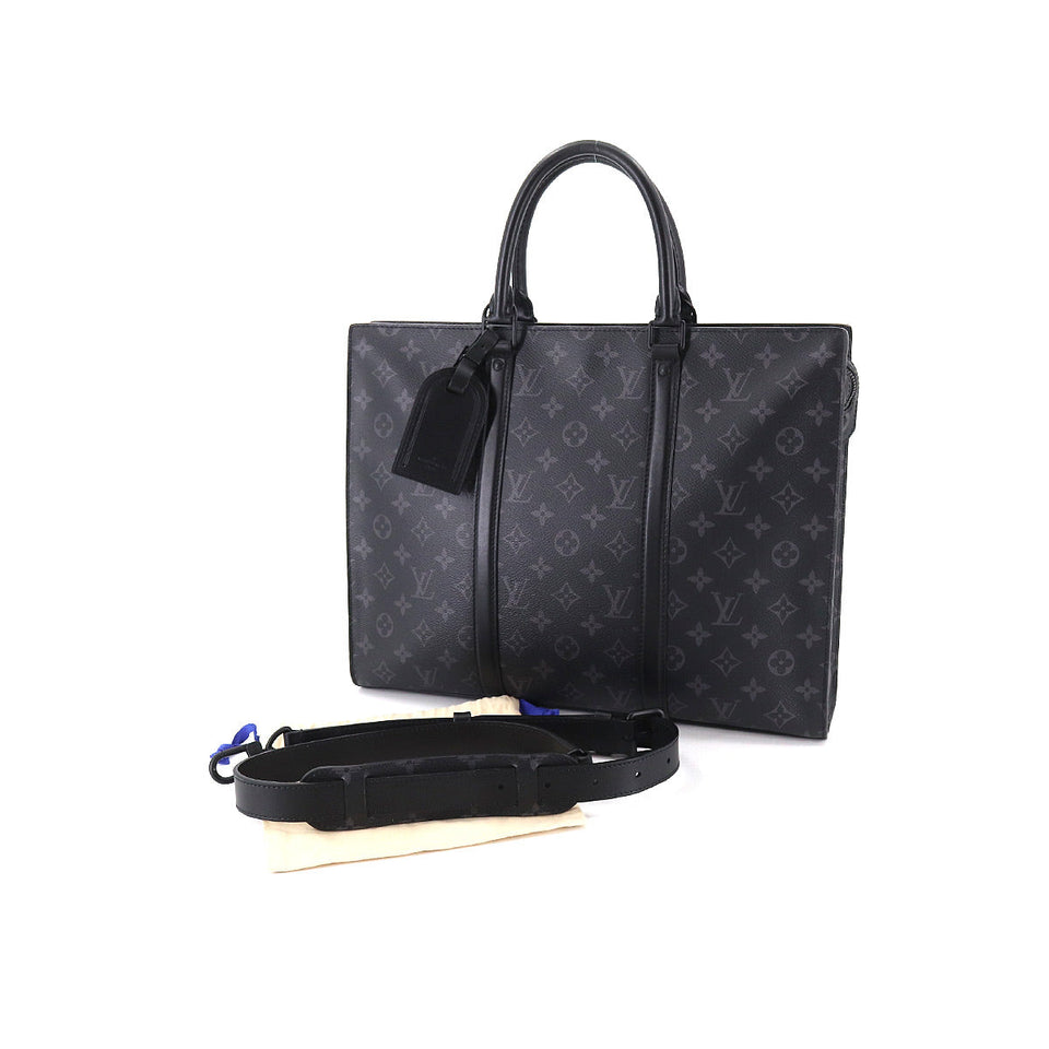 Louis Vuitton Monogram Eclipse Sac Plat Horizontal Zip Business Bag