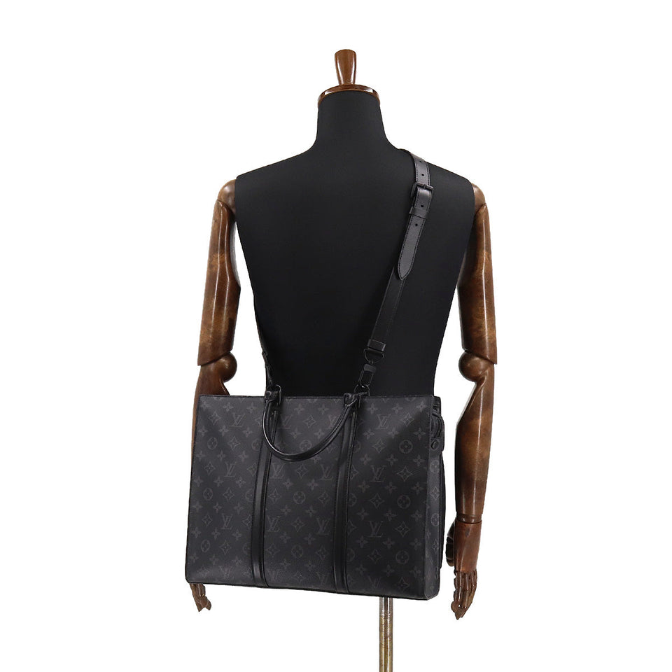 Louis Vuitton Monogram Eclipse Sac Plat Horizontal Zip Business Bag