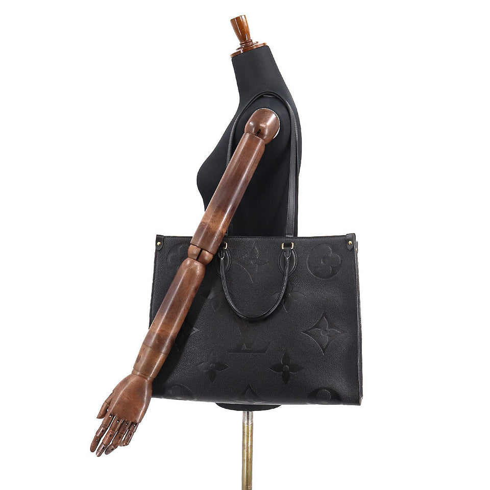 Louis Vuitton Monogram Implant Onthego GM 2Way Shoulder Bag Noir