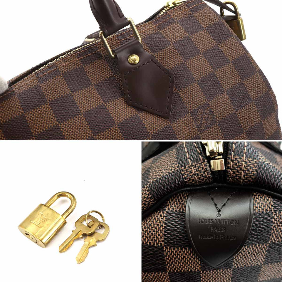 Louis Vuitton Damier Speedy 30 Hand Bag Ebene Brown