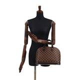 Louis Vuitton Damier Alma PM Handbag Ebene Brown Gold Metal