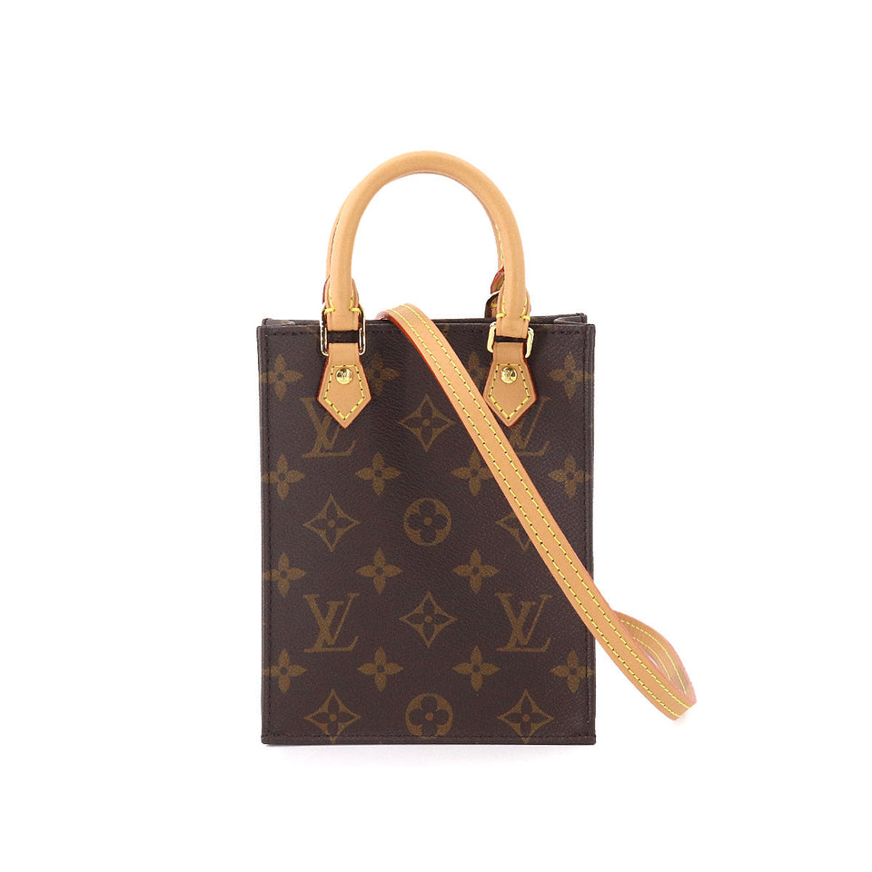 Louis Vuitton Monogram Petit Sac Plat 2Way Shoulder Bag Brown