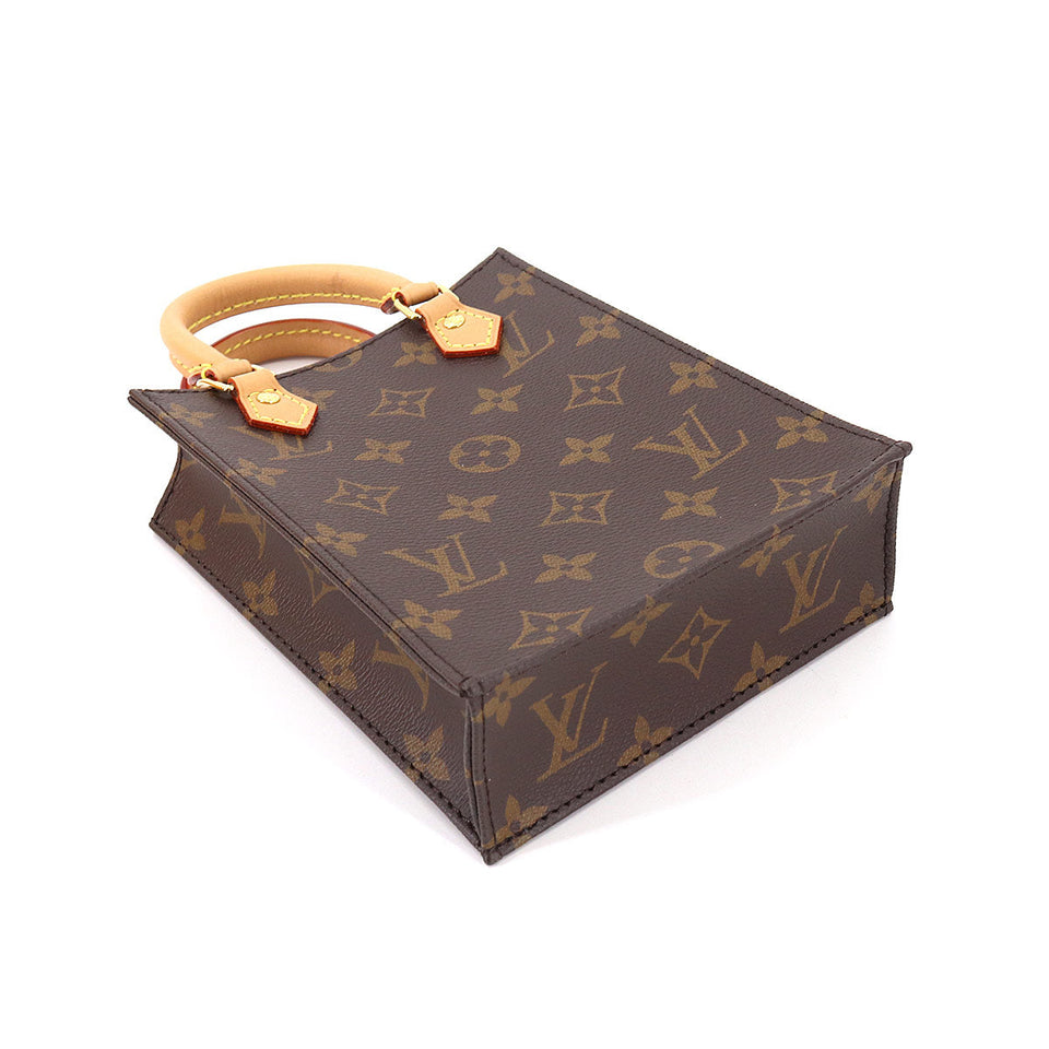 Louis Vuitton Monogram Petit Sac Plat 2Way Shoulder Bag Brown