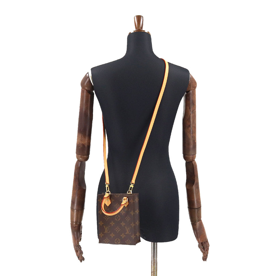 Louis Vuitton Monogram Petit Sac Plat 2Way Shoulder Bag Brown