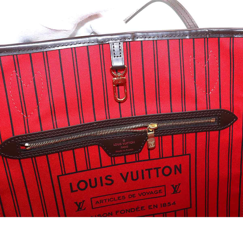 Louis Vuitton Damier Neverfull MM Tote Bag Ebene Brown