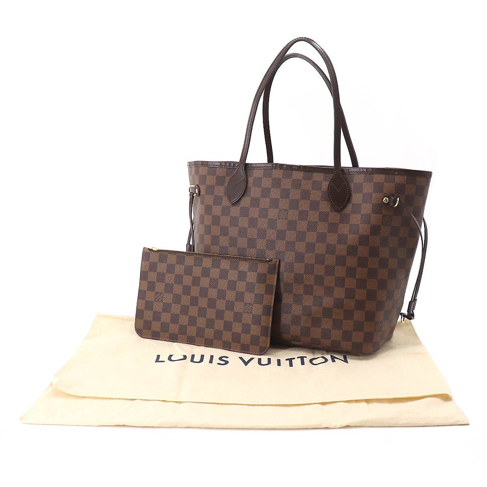 Louis Vuitton Damier Neverfull MM Tote Bag Ebene Brown
