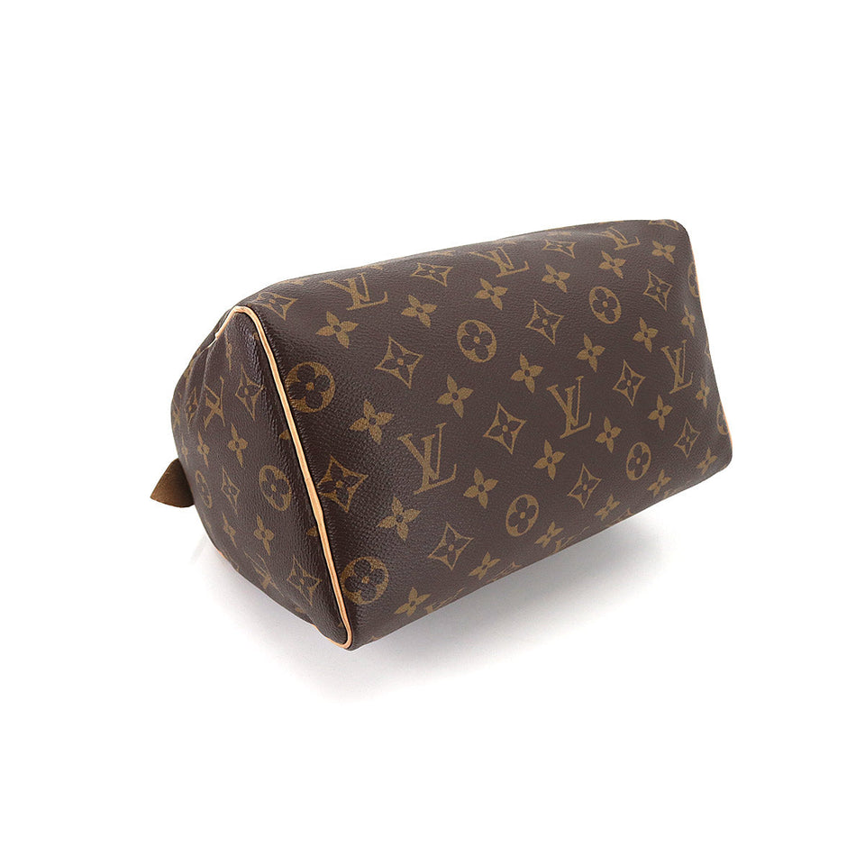 Louis Vuitton Monogram Speedy 25 Hand Bag Brown Gold Metal