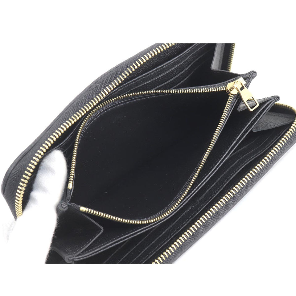 Louis Vuitton Monogram Implant Zippy Wallet Long Leather Noir