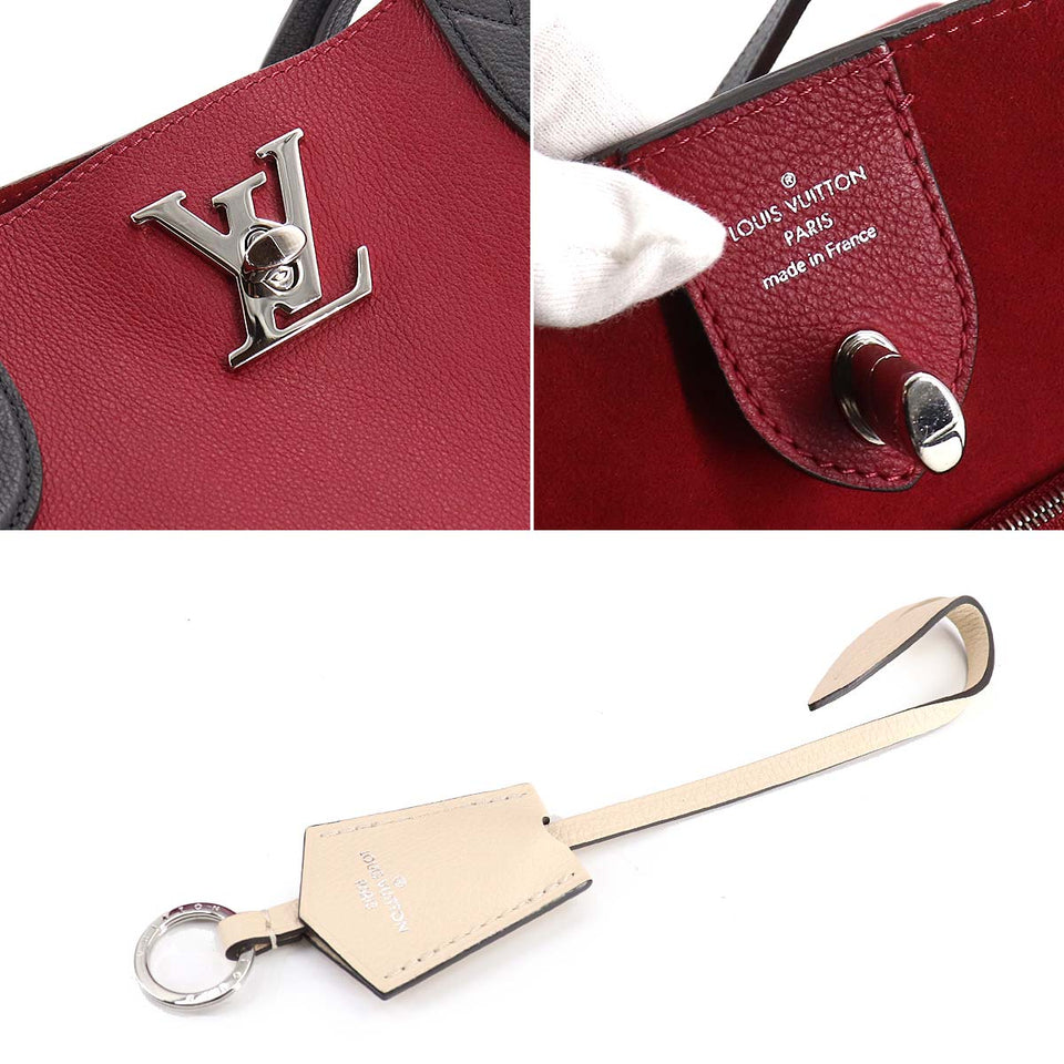 Louis Vuitton Lockme Go Tote Bag Leather Redouin Silver Metal