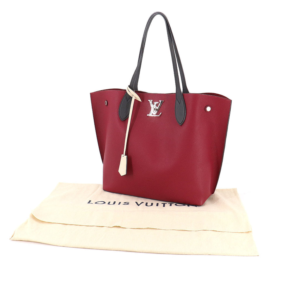 Louis Vuitton Lockme Go Tote Bag Leather Redouin Silver Metal