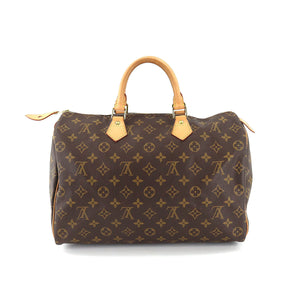 Louis Vuitton Monogram Speedy 35 Hand Bag Brown Gold Hardware