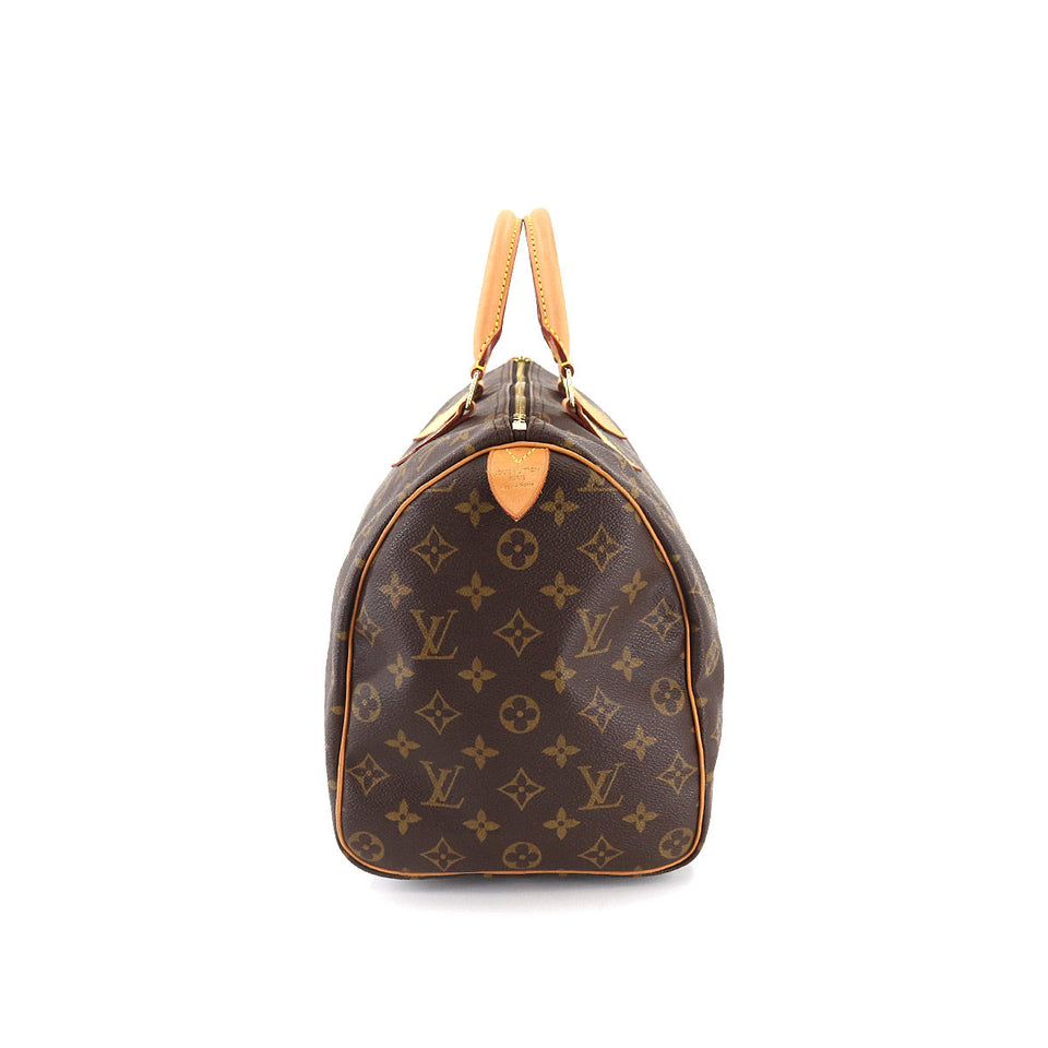 Louis Vuitton Monogram Speedy 35 Hand Bag Brown Gold Hardware