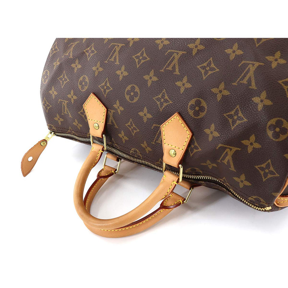 Louis Vuitton Monogram Speedy 35 Hand Bag Brown Gold Hardware