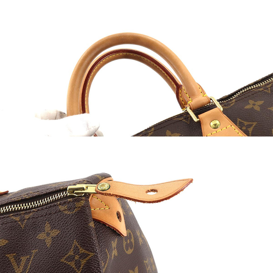 Louis Vuitton Monogram Speedy 35 Hand Bag Brown Gold Hardware