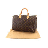Louis Vuitton Monogram Speedy 35 Hand Bag Brown Gold Hardware