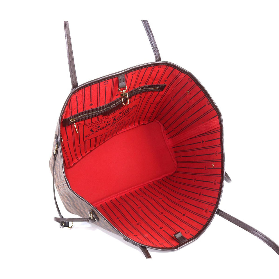 Louis Vuitton Damier Neverfull MM Tote Bag Ebene Cerise Brown