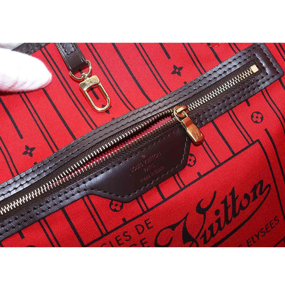 Louis Vuitton Damier Neverfull MM Tote Bag Ebene Cerise Brown