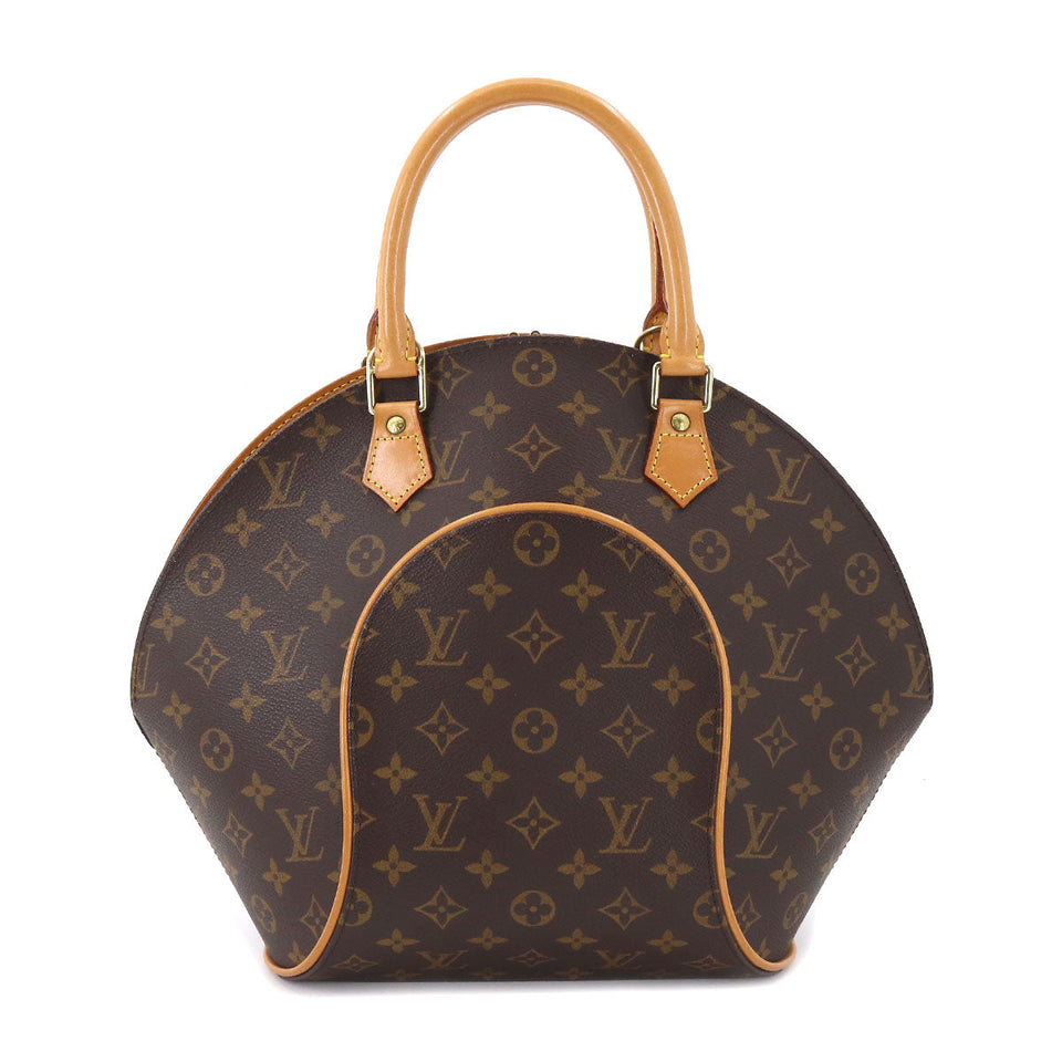 Louis Vuitton Monogram Ellipse MM Hand Bag Brown Gold Metal