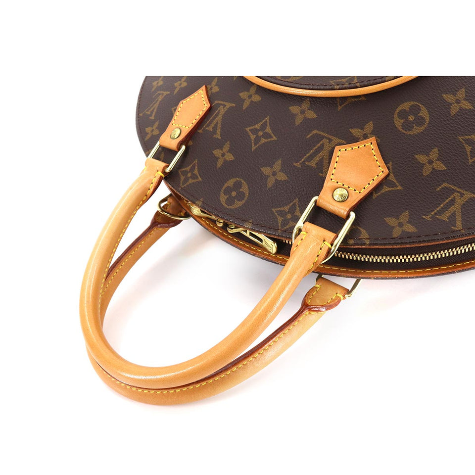 Louis Vuitton Monogram Ellipse MM Hand Bag Brown Gold Metal