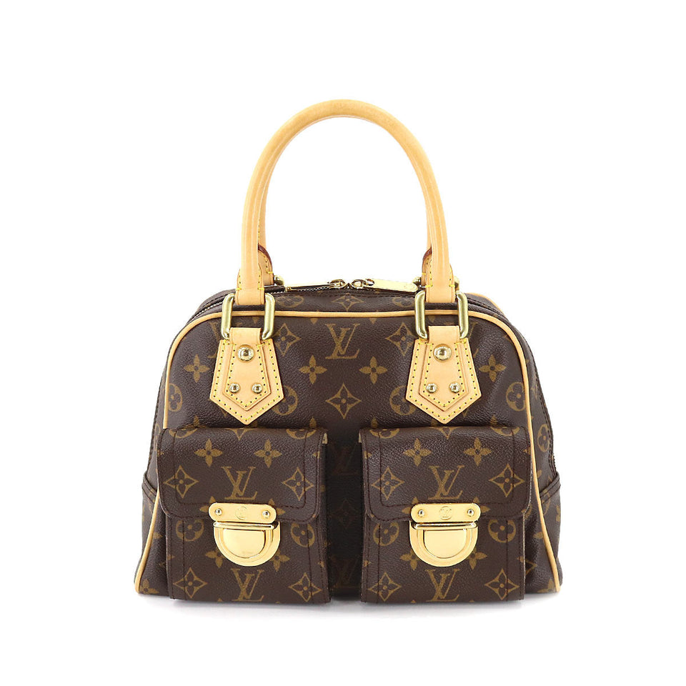 Louis Vuitton Monogram Manhattan PM Handbag Brown Gold Hardware
