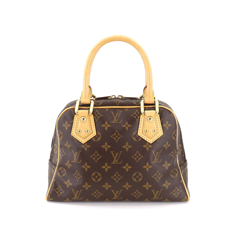 Louis Vuitton Monogram Manhattan PM Handbag Brown Gold Hardware