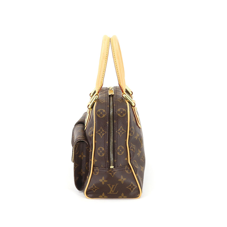 Louis Vuitton Monogram Manhattan PM Handbag Brown Gold Hardware