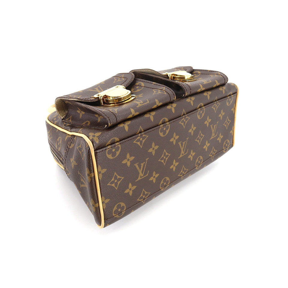 Louis Vuitton Monogram Manhattan PM Handbag Brown Gold Hardware