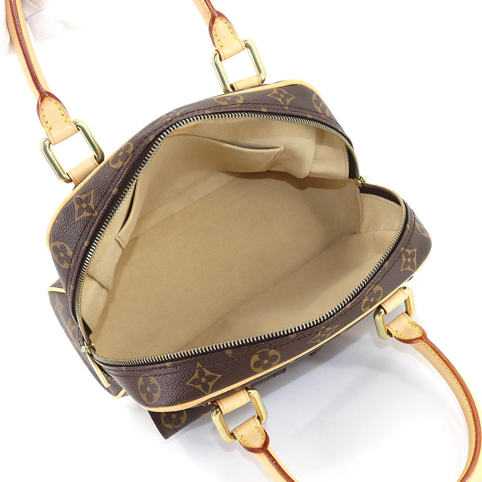 Louis Vuitton Monogram Manhattan PM Handbag Brown Gold Hardware