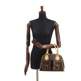 Louis Vuitton Monogram Manhattan PM Handbag Brown Gold Hardware