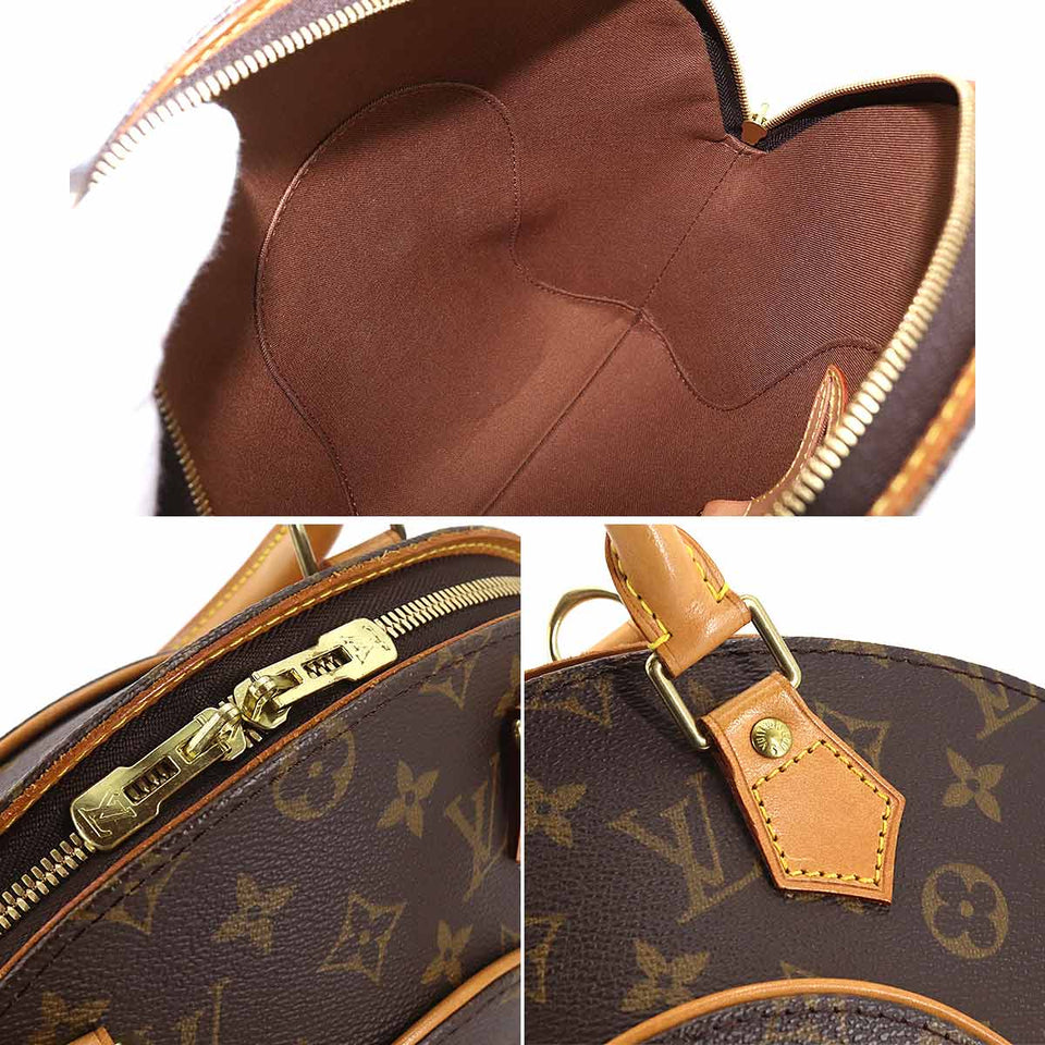 Louis Vuitton Monogram Ellipse PM Hand Bag Brown Gold Hardware