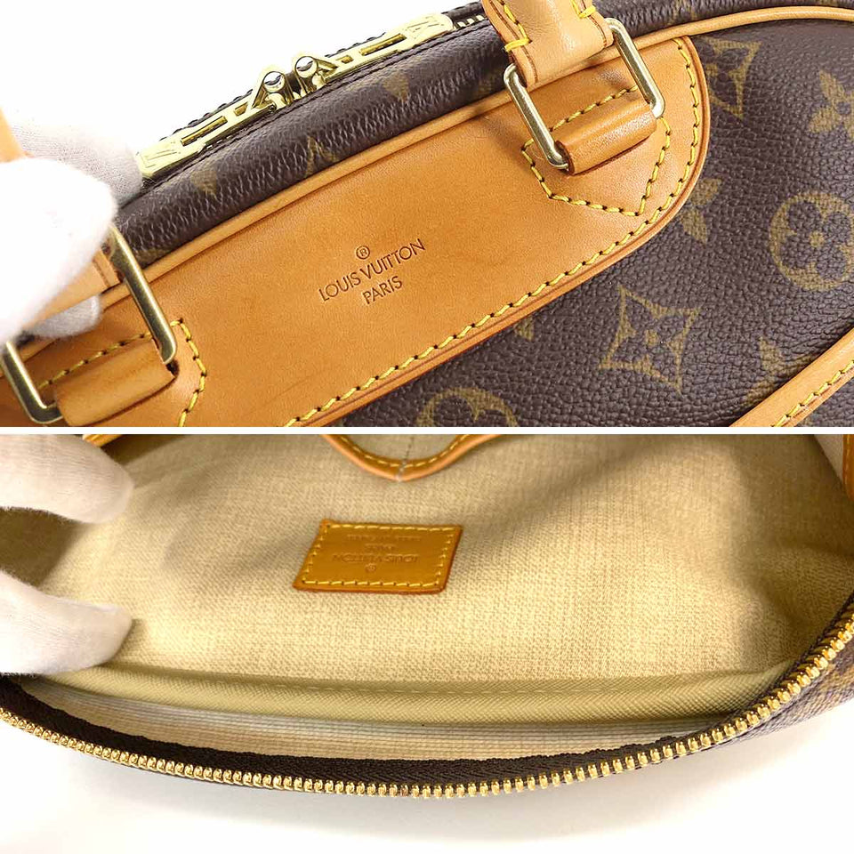 Louis Vuitton Monogram Trouville Hand Bag Brown Gold Hardware