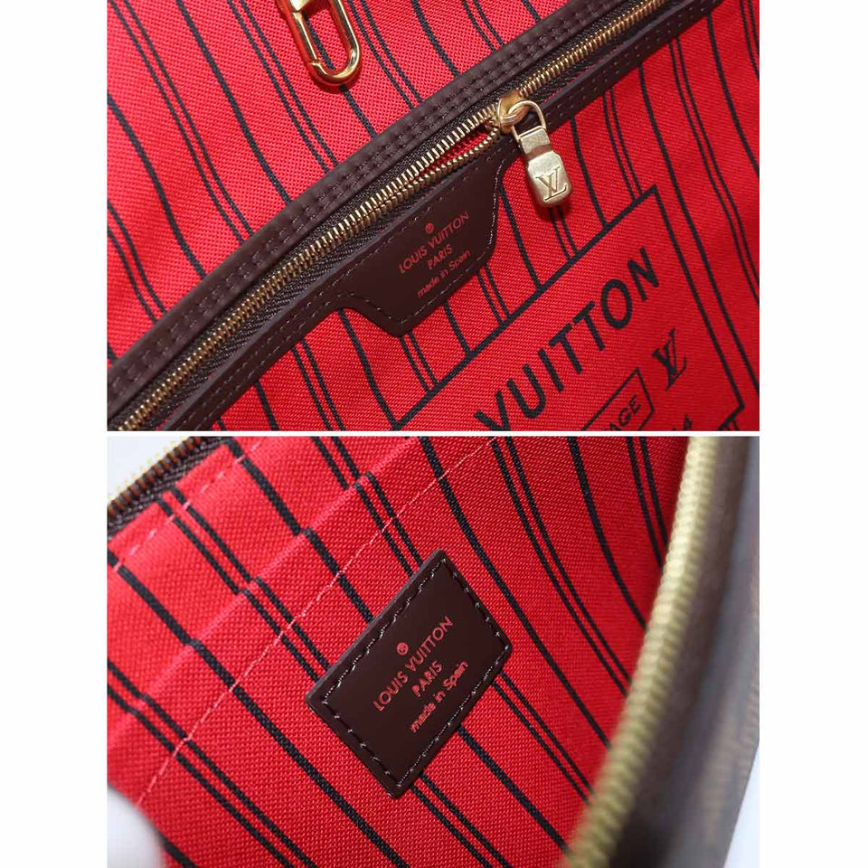 Louis Vuitton Damier Neverfull MM Tote Bag Ebene Cerise Brown