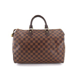 Louis Vuitton Damier Speedy 35 Hand Bag Ebene Brown Gold Metal