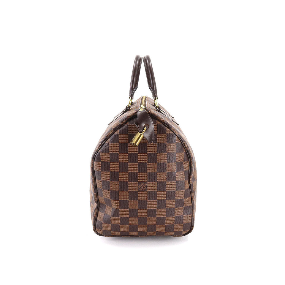 Louis Vuitton Damier Speedy 35 Hand Bag Ebene Brown Gold Metal