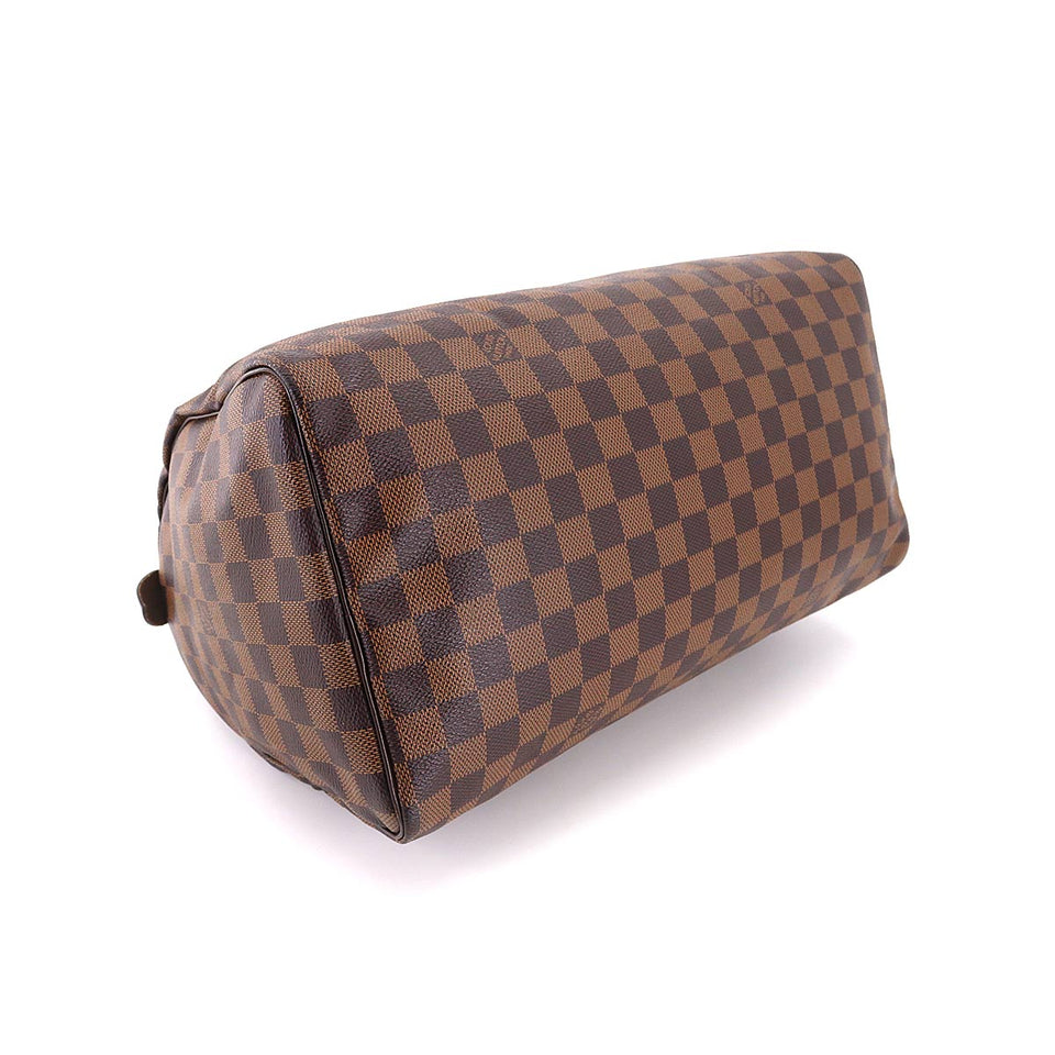 Louis Vuitton Damier Speedy 35 Hand Bag Ebene Brown Gold Metal