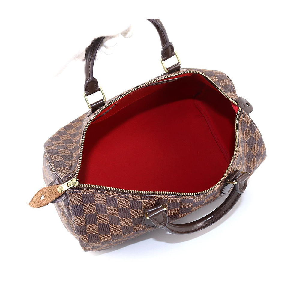 Louis Vuitton Damier Speedy 35 Hand Bag Ebene Brown Gold Metal