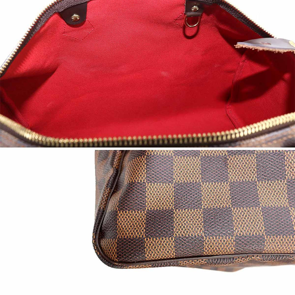 Louis Vuitton Damier Speedy 35 Hand Bag Ebene Brown Gold Metal
