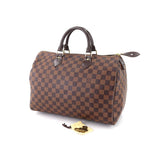 Louis Vuitton Damier Speedy 35 Hand Bag Ebene Brown Gold Metal