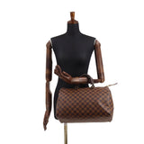 Louis Vuitton Damier Speedy 35 Hand Bag Ebene Brown Gold Metal