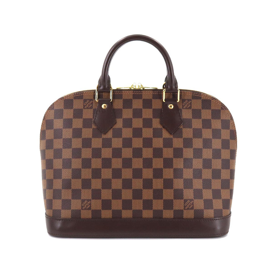Louis Vuitton Damier Alma PM Hand Bag Ebene Brown Gold Metal
