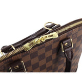 Louis Vuitton Damier Alma PM Hand Bag Ebene Brown Gold Metal