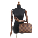 Louis Vuitton Damier Alma PM Hand Bag Ebene Brown Gold Metal