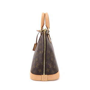 Louis Vuitton Monogram Alma PM Hand Bag Brown Gold Hardware