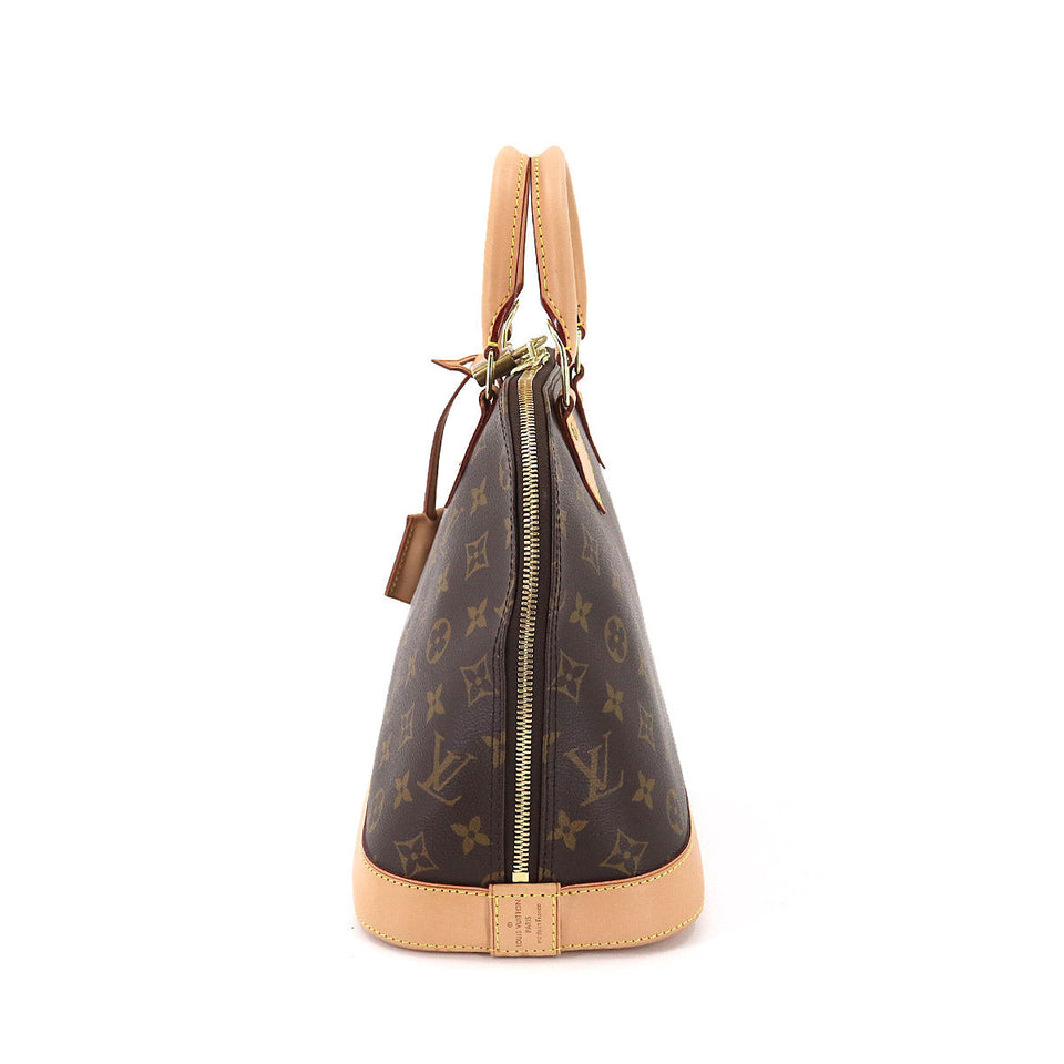 Louis Vuitton Monogram Alma PM Hand Bag Brown Gold Hardware