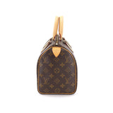 Louis Vuitton Monogram Speedy 25 Hand Bag Brown Gold Metal