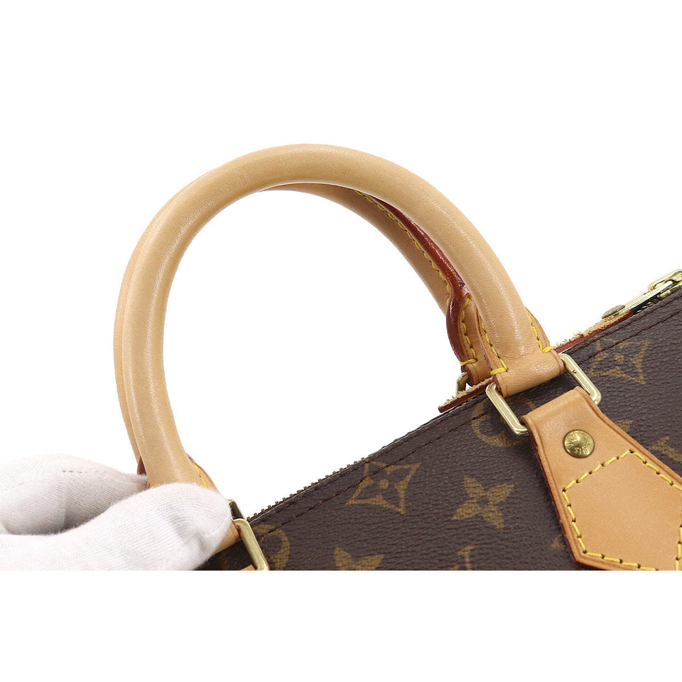 Louis Vuitton Monogram Speedy 25 Hand Bag Brown Gold Metal