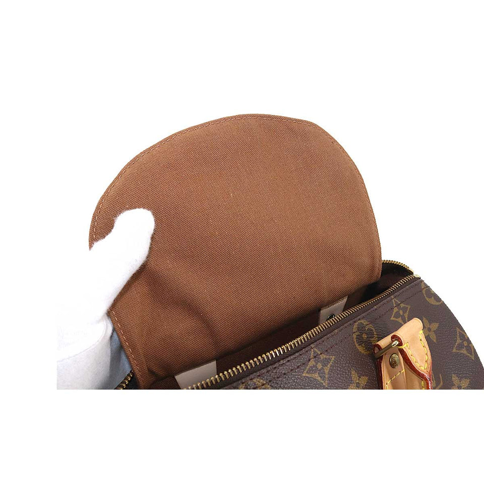 Louis Vuitton Monogram Speedy 25 Hand Bag Brown Gold Metal
